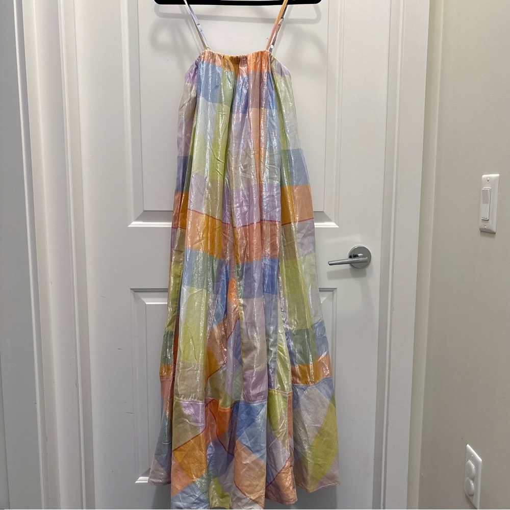 Pilcro Anthropologie Iridescent Patchwork Maxi Dress XS NWT - Picture 2 of 13